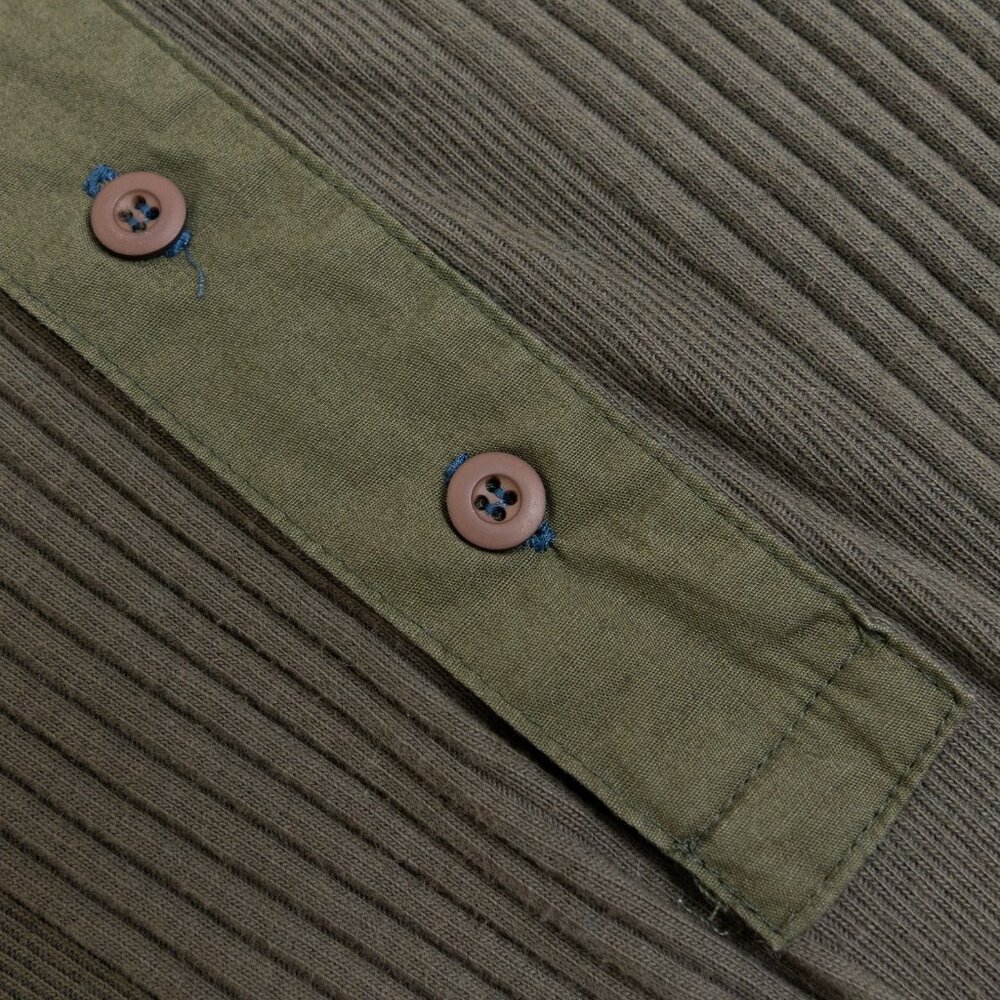 Vintage Guess Thermal Henley XL Army Green Union Made Workwear - Picture 6 of 14